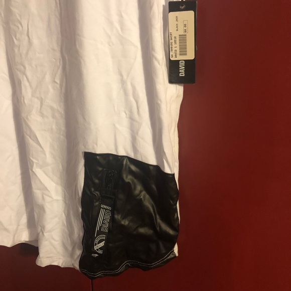 White with Black Faux Leather Shirt NWT - Picture 3 of 4